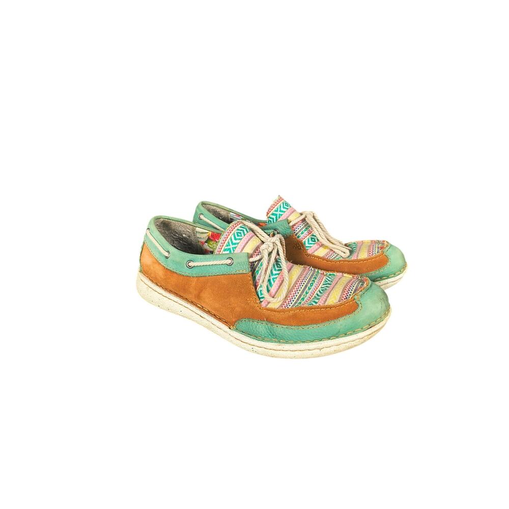 Justin Boots Women's Boatie boat Shoes Southwestern Pattern 8.5